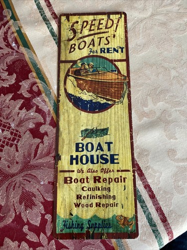 Tin sign speed boats - speed, lake
